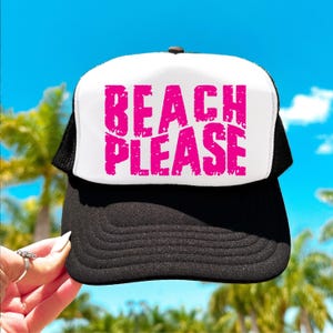 Plage s'il vous plaît PNG, SVG Grunge vague plage été camionneur chapeau PNG Téléchargement instantané couper fichier Clipart sublimation