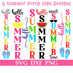 Porch Sign SVG Bundle, Hello Summer SVG, Instant Download, Cut Files, Sublimation, Clip Art (includes 6 individual svg/png/dxf files)
