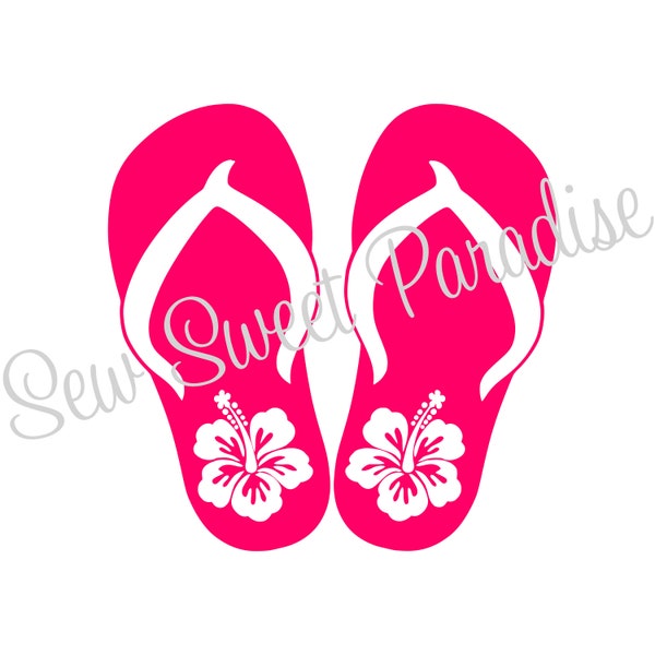 Tongs SVG, SVG d'été, plage SVG, Hibiscus, téléchargement numérique, fichier de coupe, sublimation, clipart (formats de fichier svg/dxf/png inclus)