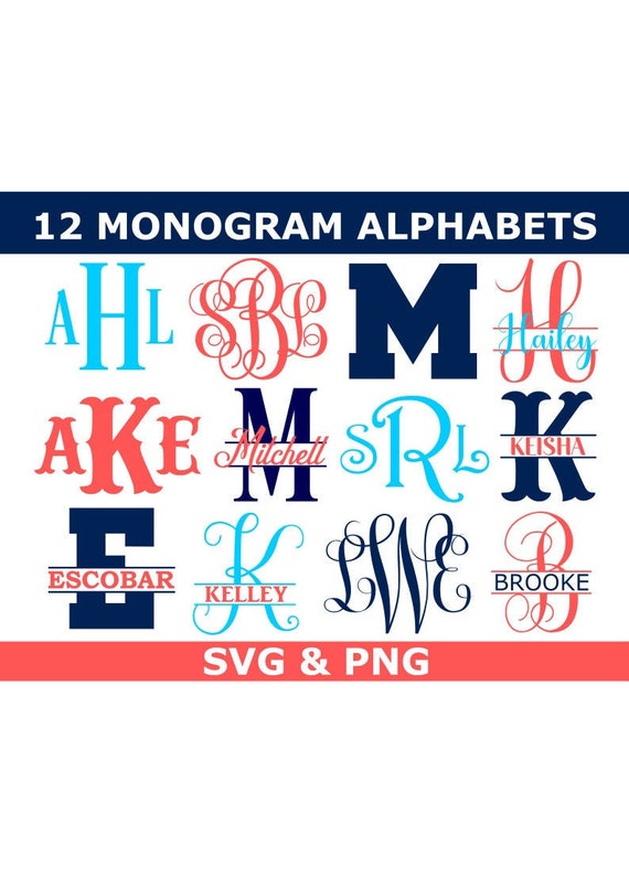 Download Monogram Bundle Svg Png 12 Monogram Font Alphabets Digital Etsy