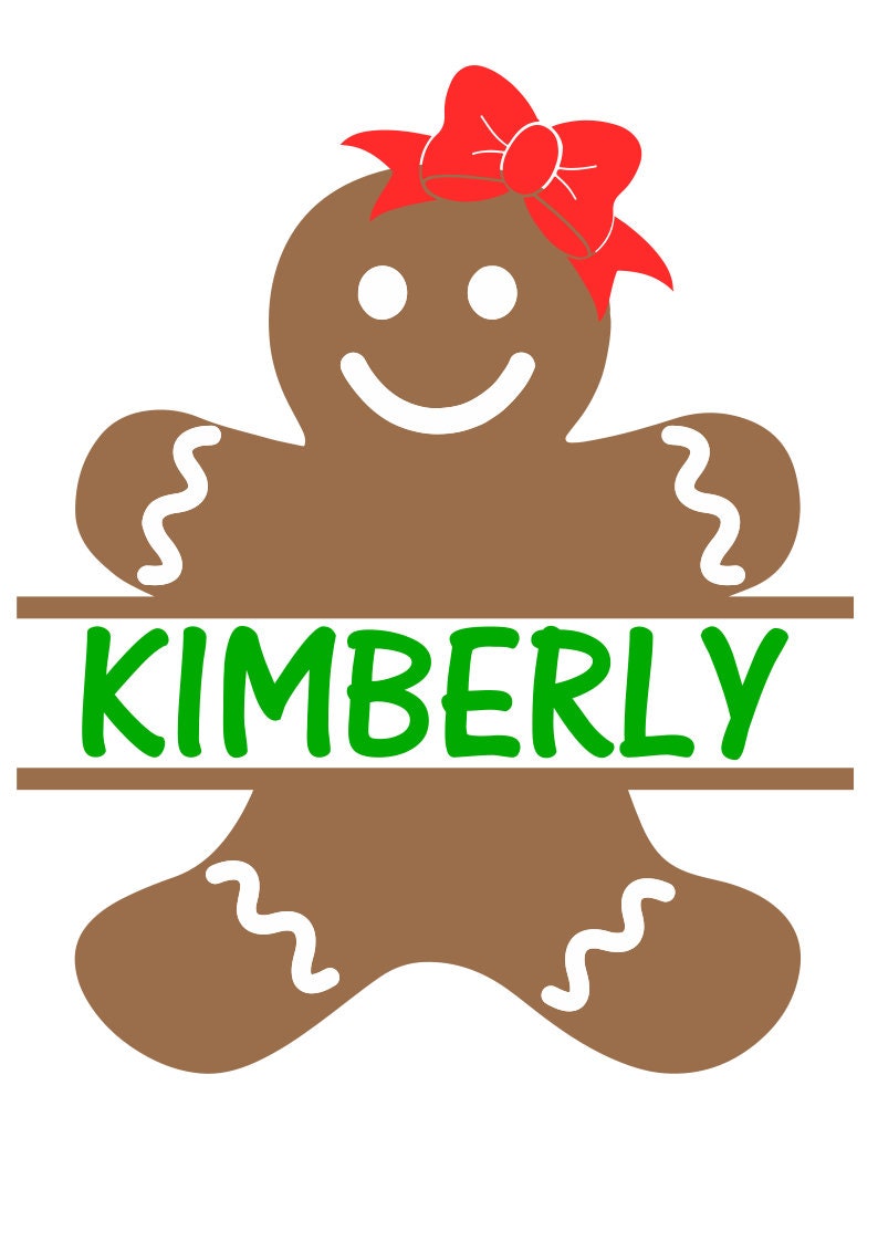 Gingerbread Girl SVG File Split Name Frame Digital Download Etsy
