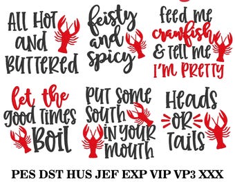 Crawfish Boil Embroidery Designs: 4x4, 5x7, 6x10 Hoop, PES + 7 formats (Instant Download)