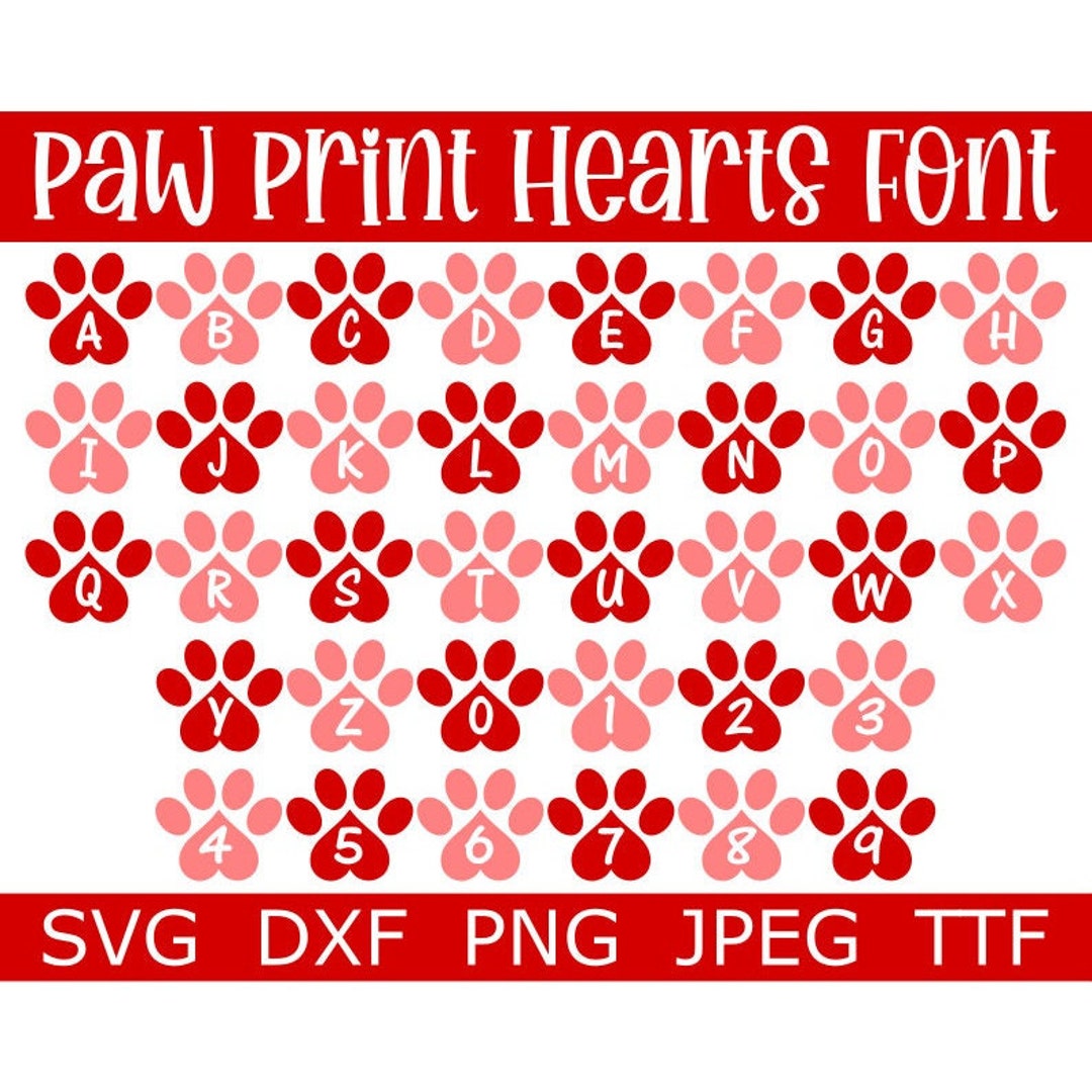 Paw Print Monogram SVG TTF Alphabet Paw Print Font Etsy