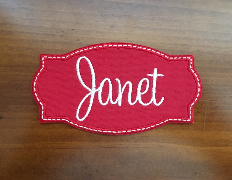 Personalized Christmas Stocking Iron-on Name Patch Appliqu\u00e9 4.75 REDWhite Embroidered ONE