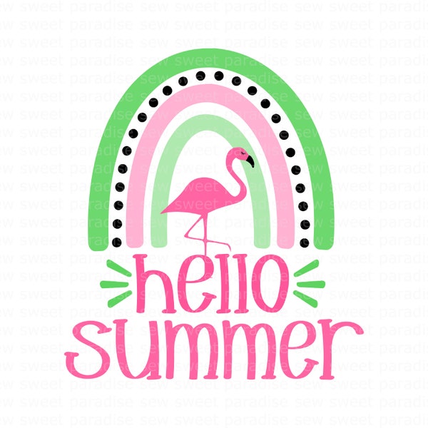 Summer Rainbow SVG, Hello Summer SVG, Flamingo Rainbow SVG, Digital Download, Cut File, Sublimation, Clip Art (svg/png/dxf/jpeg files)