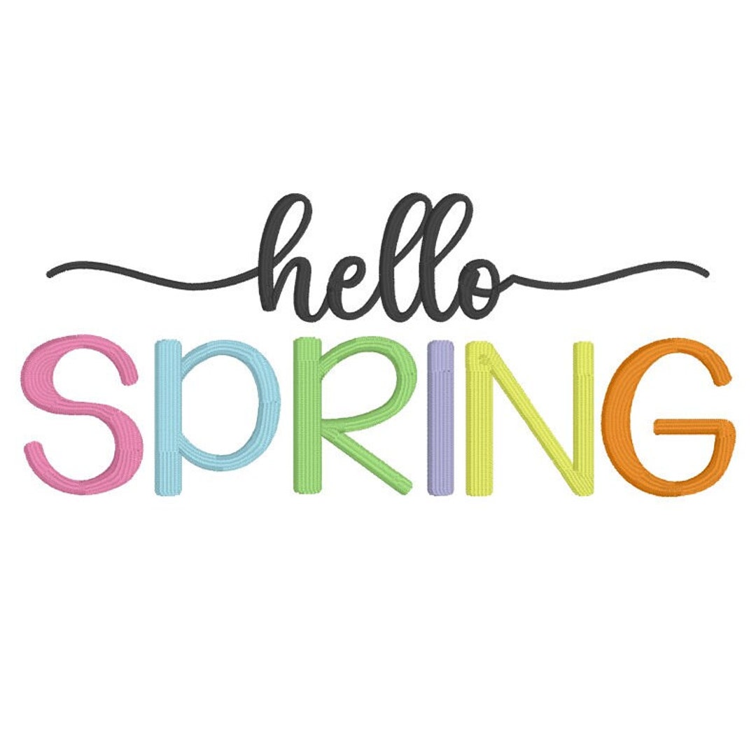 Hello Spring Embroidery Design: Easter Machine Embroidery 4x4, 5x7 ...