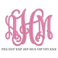 Interlocking Embroidery Monogram Alphabet: Satin Stitch, 3 Sizes, PES + 7 formats (Does not come in BX Format!)