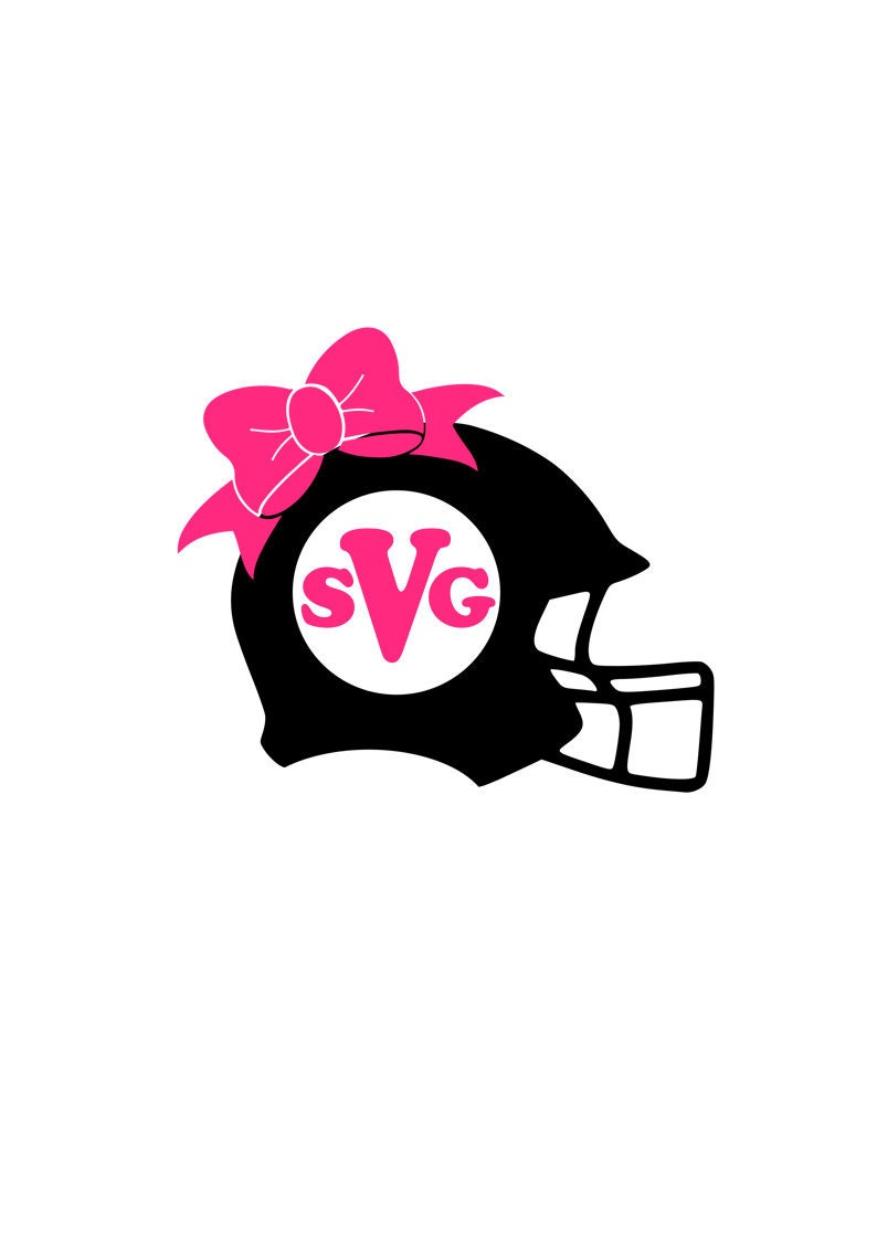 Download Football Helmet/Bow Monogram SVG File Digital Download for ...