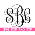 Monogram SVG + TTF Alphabet, Fancy Monogram, School Monogram, Instant Download, Cut Files, 52 svg/png/dxf files + installable TTF file