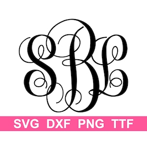 Monogram SVG + TTF Alphabet, Fancy Monogram, School Monogram, Instant Download, Cut Files, 52 svg/png/dxf files + installable TTF file