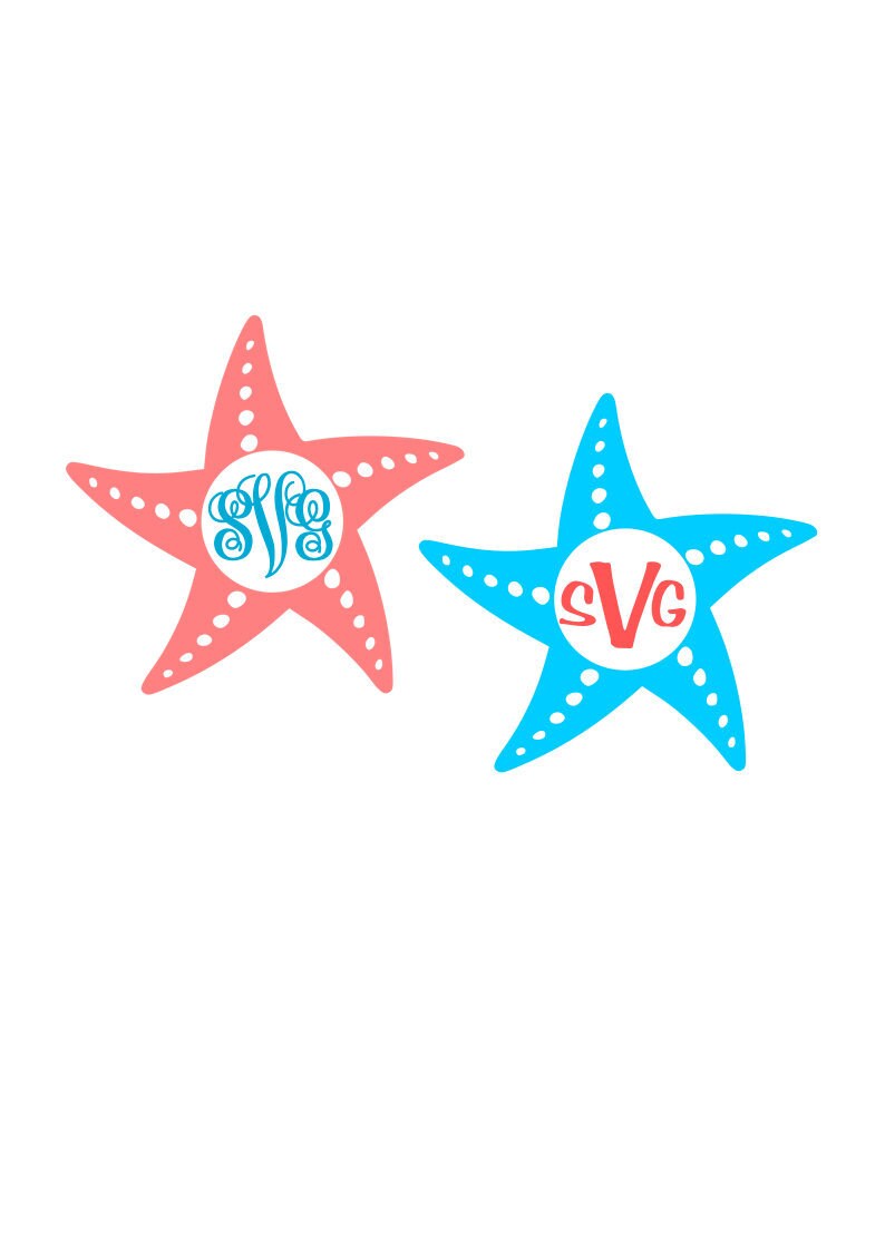 Download Starfish Monogram SVG File Monogram Frame Digital Download ...