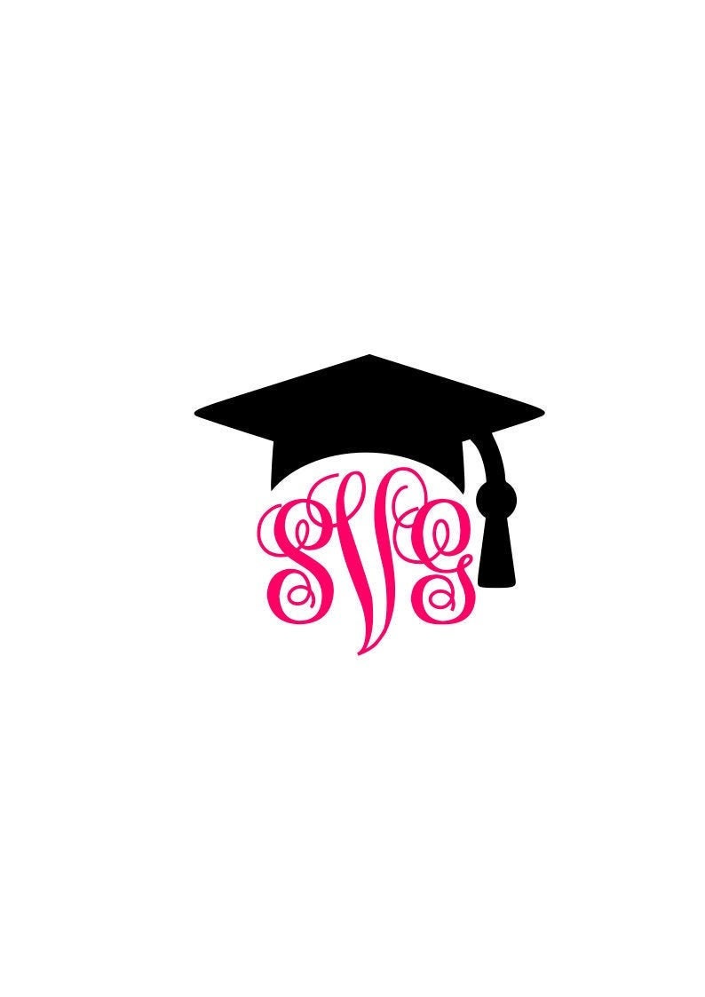 Graduation Cap SVG File Monogram Topper Digital Download for Etsy