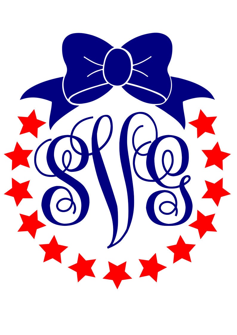 Download Stars Monogram/Bow SVG File Monogram Frame Digital ...