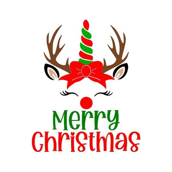 Merry Christmas Unicorn SVG Rudolph Unicorn SVG Digital - Etsy