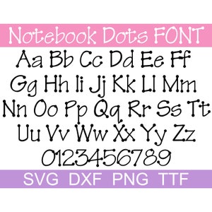 Notebook Dots Schriftart SVG + TTF, Dots Schriftart, Schule Schriftart, Poster Schriftart, Instant Download, 1 svg, 1 dxf, 1 png + 1 TTF-Datei