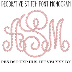 Decorative Embroidery Monogram Font, MACHINE EMBROIDERY, Thin Font Monogram Alphabet, BX Font Scalable 2.0-4.5 inches, Instant Download
