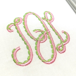 BX Embroidery Monogram Font, Keepsake Script Shadow Monogram, 3.0, 3.5, 4.0 inch, PES + 7 Formats, Instant Download