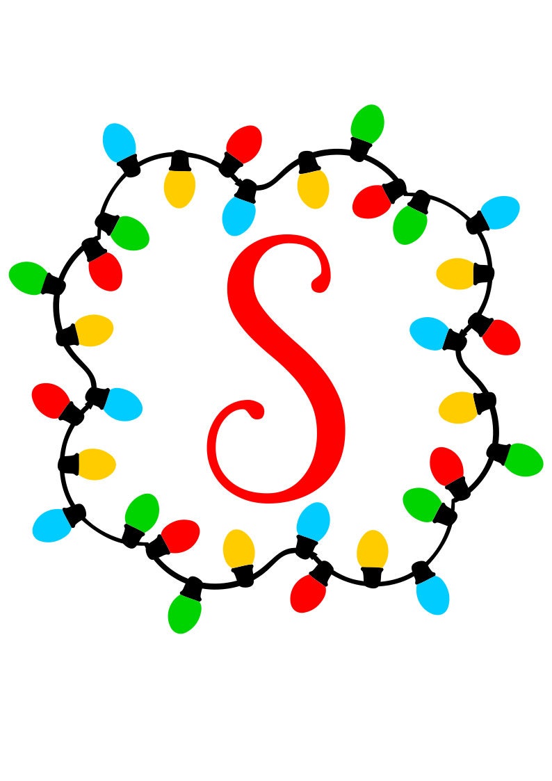Download Christmas Lights SVG File Monogram Frame Digital Download ...