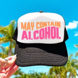 Peut contenir de l'alcool SVG/PNG Grunge Wave Summer Trucker Hat PNG Téléchargement instantané Couper le fichier Clipart Sublimation