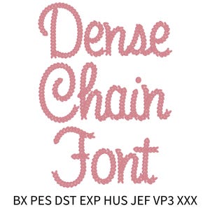 Thick Chain Stitch Machine Embroidery Font: Bold Dense Cursive Satin ...