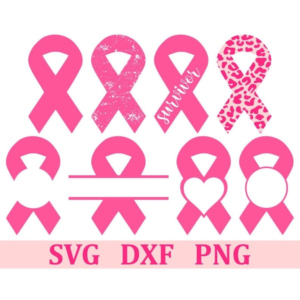 Awareness Ribbon SVG Bundle, Cancer Ribbon SVG, Instant Download, Cut Files, Sublimation, Clipart (includes 8 individual svg/png/dxf files)