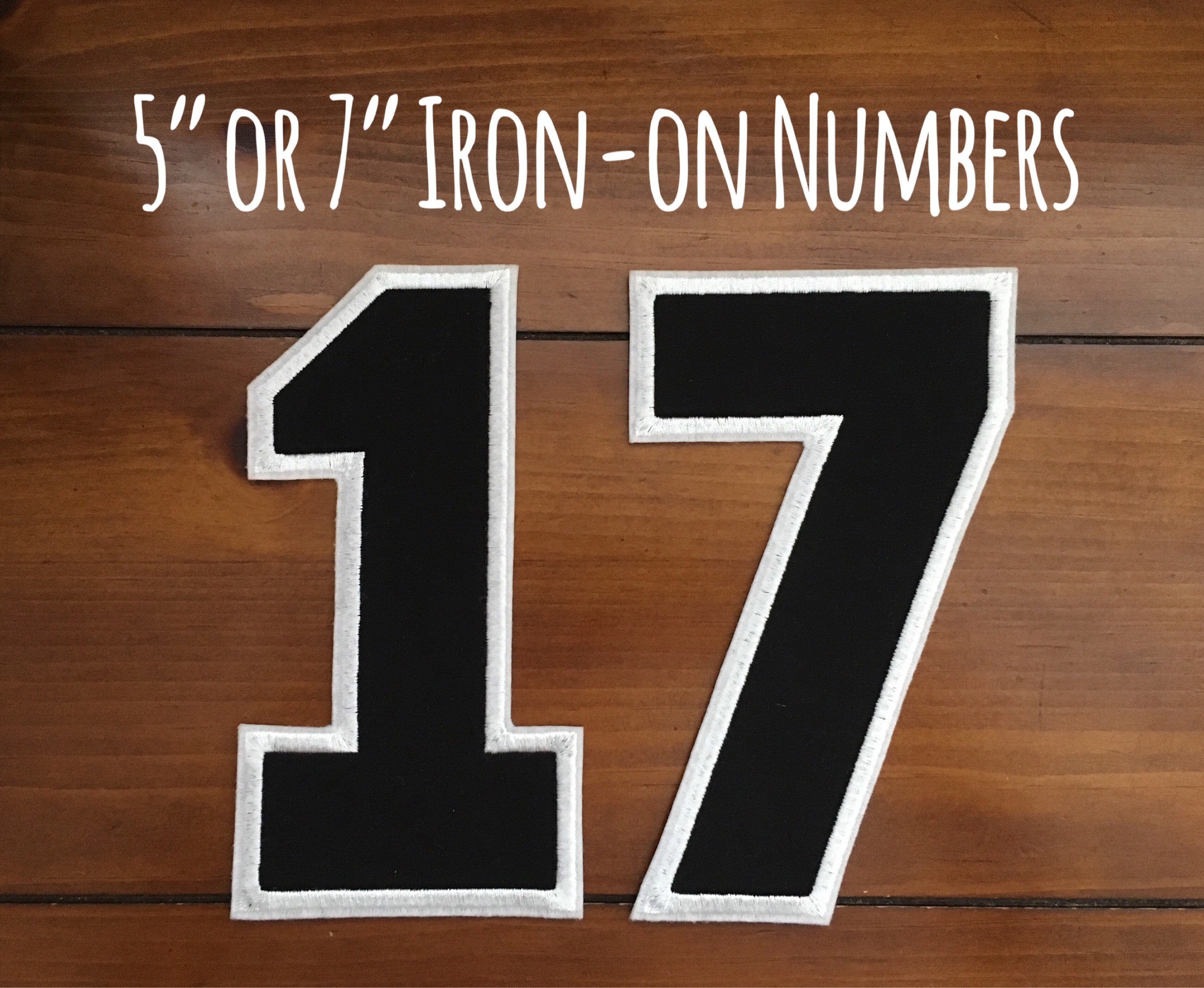 Ironon number patchapplique number embroidered blackwhite  etsy Ironon number patchapplique number embroidered blackwhite  etsy
