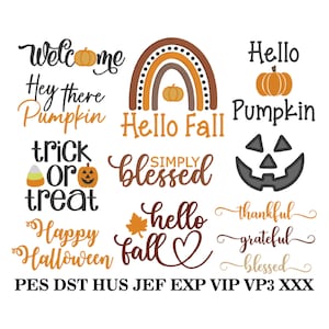 Halloween Embroidery Designs Bundle, Fall Embroidery Designs, MACHINE EMBROIDERY, 10 Individual Designs, Digital Download, 5x7 Hoop