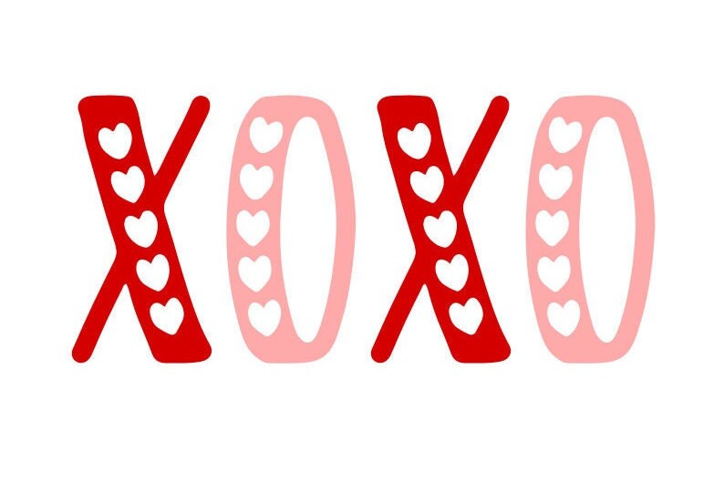 XOXO SVG, Valentines Day SVG Love, Digital Download, Cut File, Sublimation, Clip Art (includes svg/png/dxf file formats) 