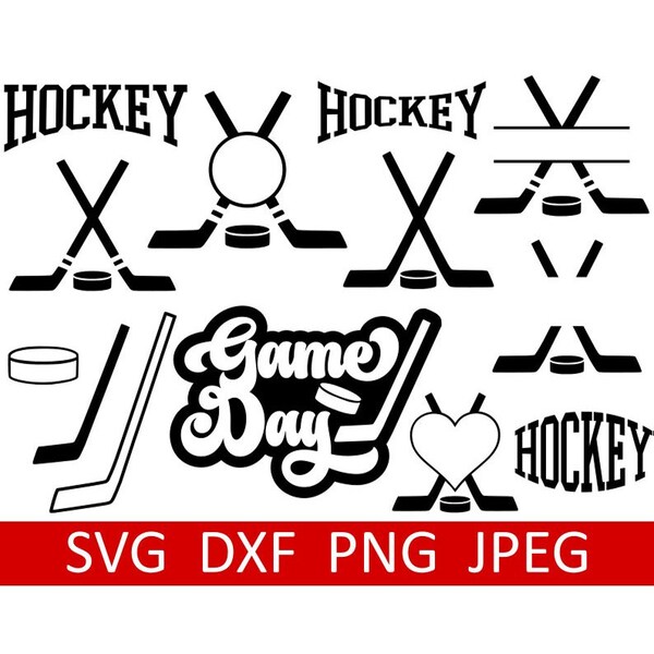 Hockey SVG Bundle, Hockey Sticks SVG, Hockey Puck, Digital Download, Cut File, Sublimation, Clipart (16 individual svg/png/dxf/jpeg files)