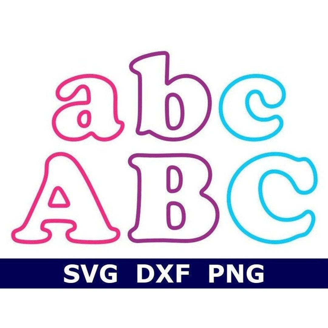 Monogram SVG/DXF/PNG Alphabet Outline Bubble Letters School Etsy