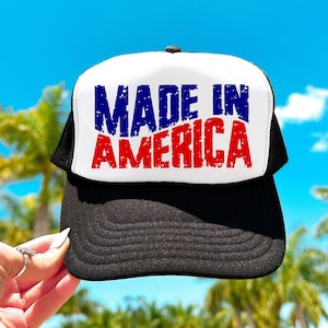 Made in America SVG, PNG, 4th of July Trucker Hat PNG, Grunge, Wave, Instant Download, Cut File, Sublimation, Clipart