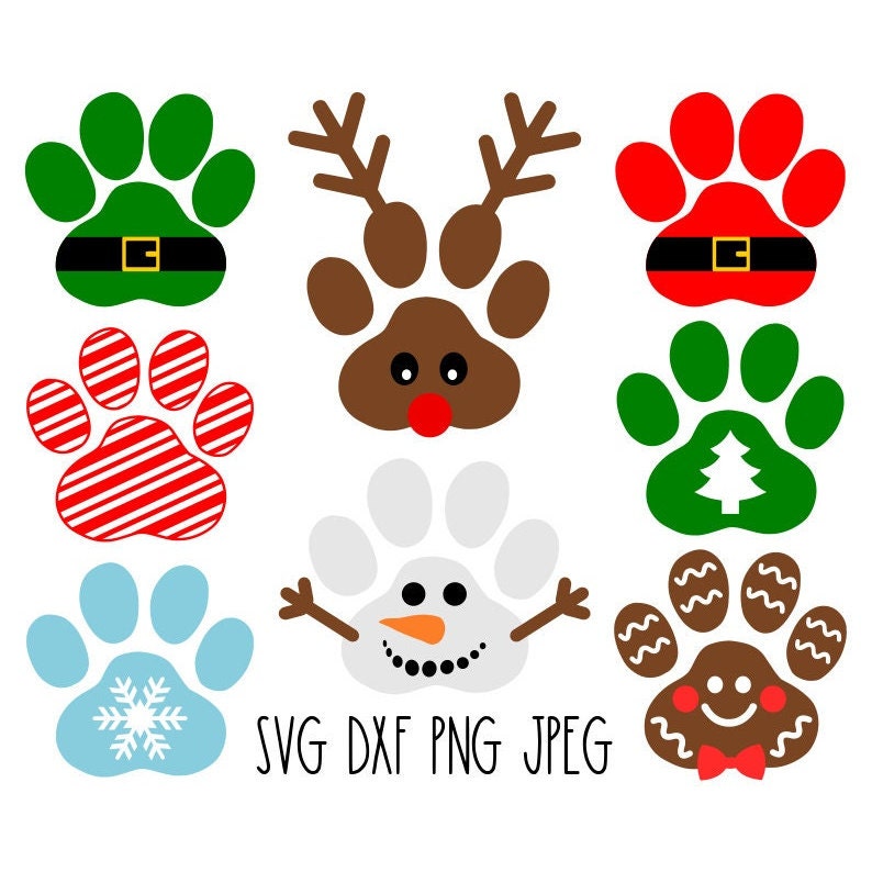 Paw Print SVG Bundle Dog Bandana SVG Christmas Dog - Etsy