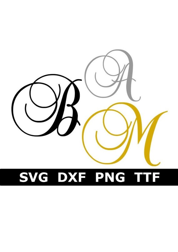 Monogram SVG TTF Alphabet Fancy Script Monogram Font | Etsy