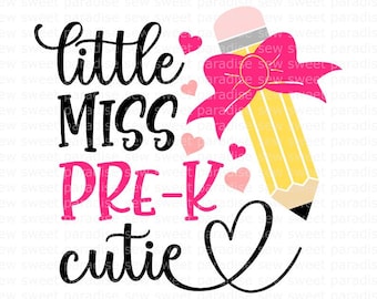 Little Miss Pre-K Cutie SVG, Preescolar SVG, Primer día de clases SVG, Descarga digital, Archivo cortado, Sublimación (archivos svg/png/dxf/jpeg)