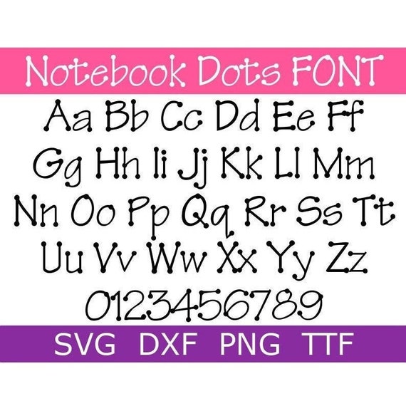 Notebook Dots Font SVG TTF Dots Font School Font Poster Etsy