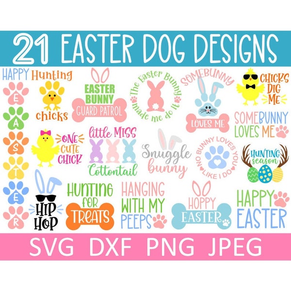 Dog SVG Bundle, Easter Dog PNG, Dog Bandana SVG, Digital Download, Cut Files, Sublimation, Clipart (21 svg/dxf/png/jpeg formats)