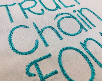 Chain Stitch Machine Embroidery BX Font, 1.0 inch-2.5 inch, 5 sizes, PES + 7 formats (Instant Download)