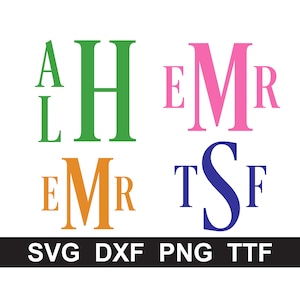 Monogram SVG + TTF Alphabet, Stacked Block Font, Instant Download, Cut Files, Sublimation, 62 individual svg/png/dxf files + TTF