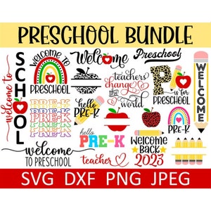 Preschool SVG Bundle, Pre-K SVG Bundle, Teacher Signs SVG, Digital Download, Cut Files, Sublimation (18 individual svg/png/dxf/jpeg files)