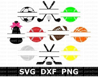 Sports SVG Bundle, Sports Balls SVG, Name Frames SVG, Digital Download, Cut Files, Sublimation, Clipart (12 svg/png/dxf file formats)