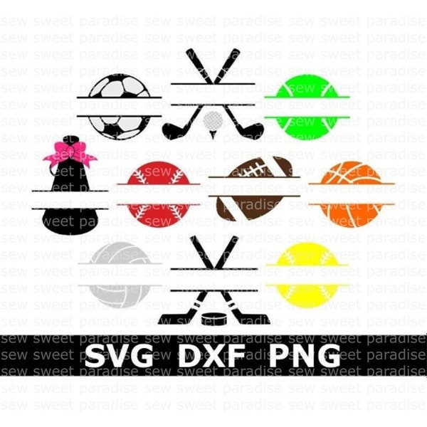 Sports SVG Bundle, Sports Balls SVG, Name Frames SVG, Digital Download, Cut Files, Sublimation, Clipart (12 svg/png/dxf file formats)