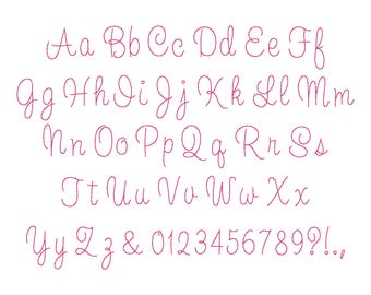 Script Bean Stitch Embroidery Font: Cursive Scalable BX Font 1.0-4.0 inches, PES + 7 formats (Instant Download)