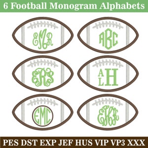 6 Alphabets Embroidery Monogram Designs Bundle +Football Applique Design, Machine Embroidery, Instant Download (Does NOT come in BX format!)