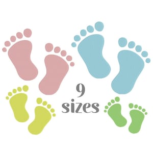 Baby Footprints Machine Embroidery Design: Filled Stitch, 9 Sizes (Digital Download)