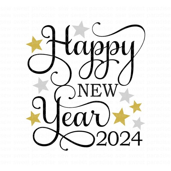Happy New Year 2025 Line Art