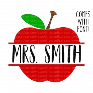 Apple Name Frame SVG, Teacher SVG, Instant Download, Cut File, Sublimation, Clip Art (svg/png/dxf/ttf file formats) Comes with font!