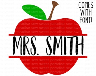 Cornice con nome Apple in formato SVG/PNG, SVG per insegnanti, download immediato, file di taglio, sublimazione, clipart, fornita con il font!