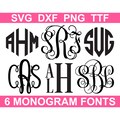 Monogram SVG Font Bundle + TTF, 6 Fonts, Monogram Alphabets, Instant Download (individual svg, png, dxf files + installable TTF files)