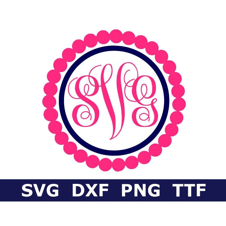 Monogram SVG TTF Alphabet Fancy Font Circle Pearls Frame - Etsy