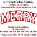 Merry Applique Embroidery Design: Merry Outline, Christmas, Holiday, PES + 7 formats (Instant Download)